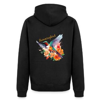 Colibri Fleurs Oiseau Animal Art Aquarelle Coloré - Veste à capuche bio Premium Unisexe - noir - Dos - Nico (187cm)