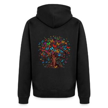 Papillon Arbre Papillons colorés Mouches - Veste à capuche bio Premium Unisexe - noir - Dos - Nico (187cm)