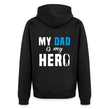 My father is my hero - Unisex Premium Organic Zip Hoodie - black - Back - Nico (187cm)