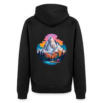 Panorama montagneux coloré - Veste à capuche bio Premium Unisexe - noir - Dos - Nico (187cm)