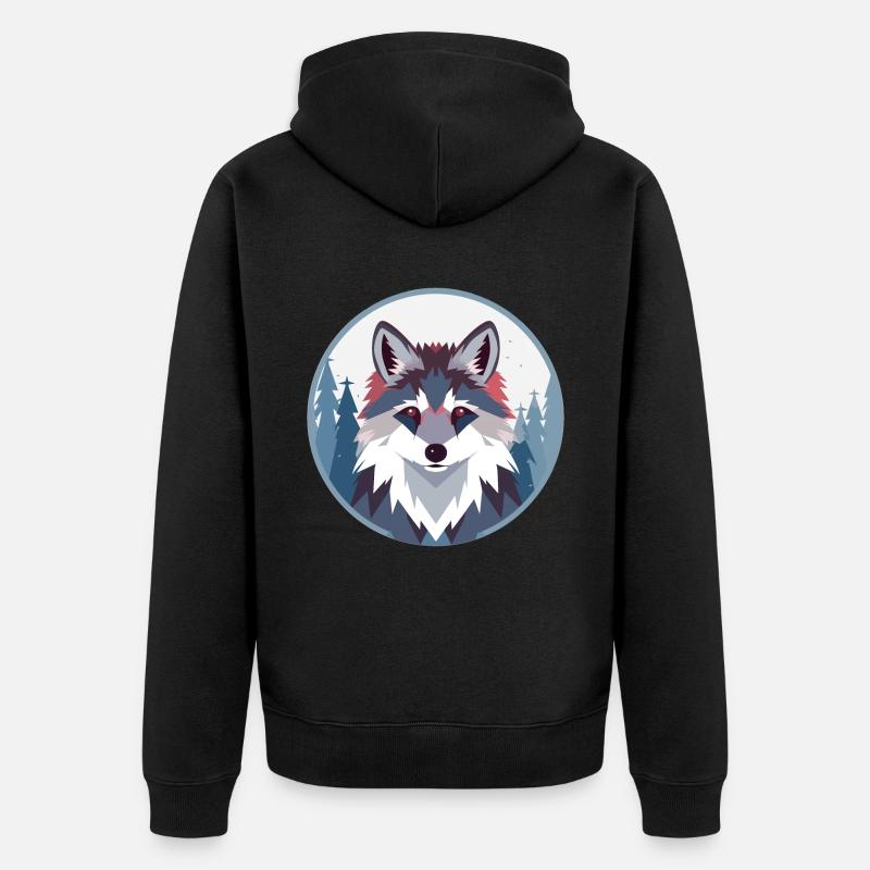 Renard polygonal mignon - Veste à capuche bio Premium Unisexe - noir