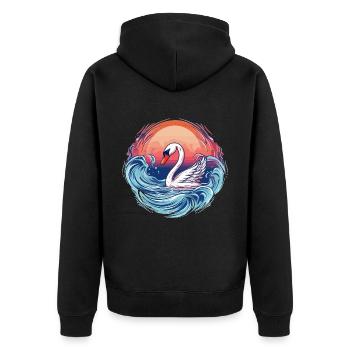 Cygne sur l’eau sauvage - Veste à capuche bio Premium Unisexe - noir - Dos - Nico (187cm)