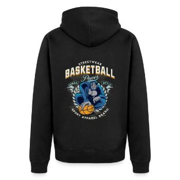 Basketball Gorilla Basketballspieler Vintage Retro - Unisex Premium Bio Zip Hoodie - Schwarz - Hinten - Nico (187cm)