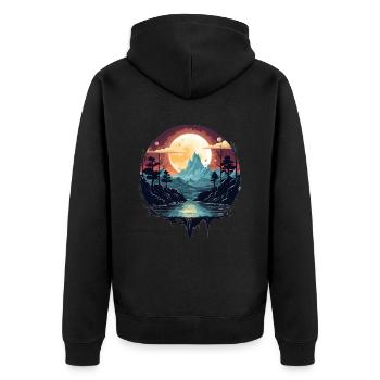 Paysage fantastique au clair de lune - Veste à capuche bio Premium Unisexe - noir - Dos - Nico (187cm)