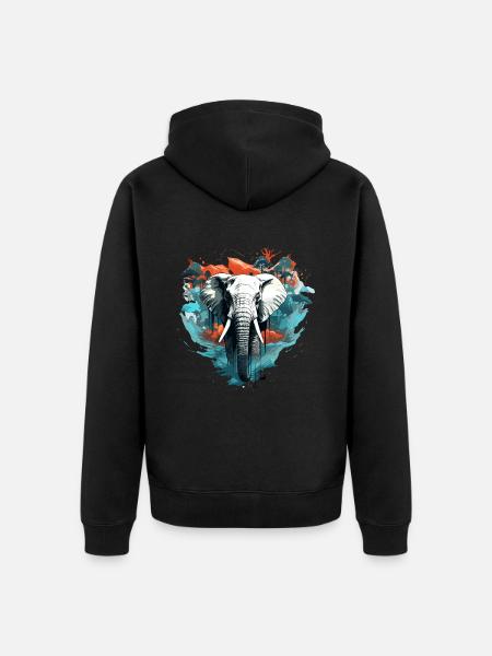 Künstlerischer Elefant - Unisex Premium Bio Zip Hoodie - Schwarz