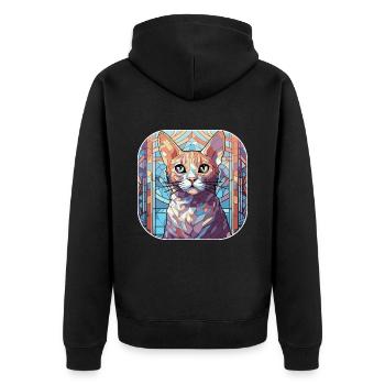 Coloré égyptien Mau Race Peinture Aquarelle - Veste à capuche bio Premium Unisexe - noir - Dos - Nico (187cm)