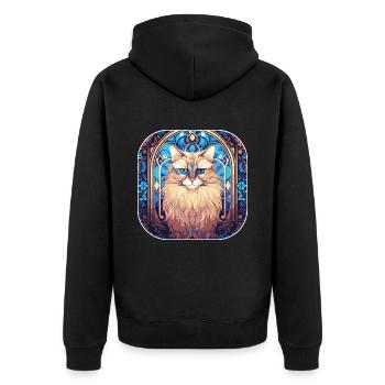 Bunte Birmakatzenrasse Aquarellmalerei - Unisex Premium Bio Zip Hoodie - Schwarz - Hinten - Nico (187cm)