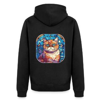 Colorful Exotic Shorthair Cat Breed Watercolor - Unisex Premium Organic Zip Hoodie - black - Back - Nico (187cm)