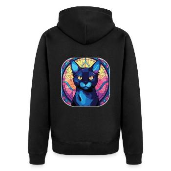 Peinture à l’aquarelle colorée de race de chat Bombai - Veste à capuche bio Premium Unisexe - noir - Dos - Nico (187cm)