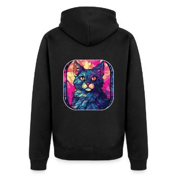 Coloré Manx Cat Race Aquarelle Peinture sur Verre - Veste à capuche bio Premium Unisexe - noir - Dos - Nico (187cm)