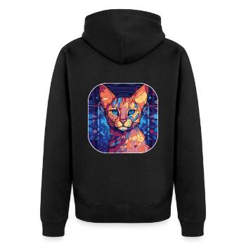 Ocicat coloré Race de chat Aquarelle Peinture - Veste à capuche bio Premium Unisexe - noir - Dos - Nico (187cm)