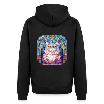 Bunte persische Katzenrasse Aquarellmalerei - Unisex Premium Bio Zip Hoodie - Schwarz - Hinten - Nico (187cm)