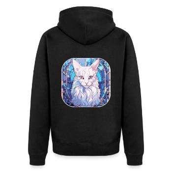 Colorful Turkish Angora Cat Breed Watercolor Paint - Unisex Premium Organic Zip Hoodie - black - Back - Nico (187cm)