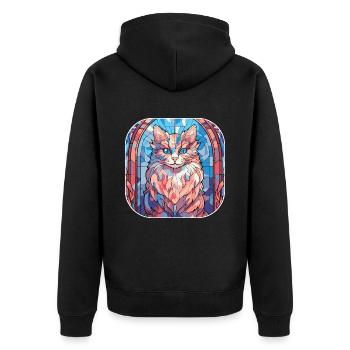 Bunte sibirische Katzenrasse Aquarellmalerei - Unisex Premium Bio Zip Hoodie - Schwarz - Hinten - Nico (187cm)