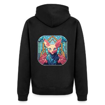 Peinture à l’aquarelle colorée de race de chat Sphynx - Veste à capuche bio Premium Unisexe - noir - Dos - Nico (187cm)