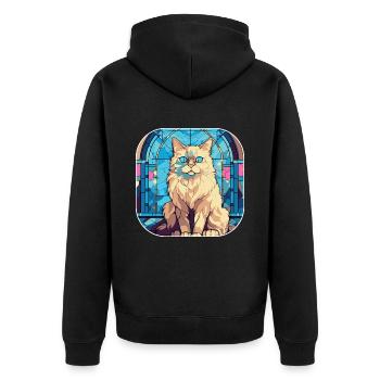 Bunte Ragdoll-Katzenrasse Aquarellmalerei - Unisex Premium Bio Zip Hoodie - Schwarz - Hinten - Nico (187cm)