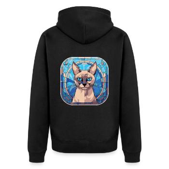 Peinture à l’aquarelle colorée de race de chat siamois - Veste à capuche bio Premium Unisexe - noir - Dos - Nico (187cm)