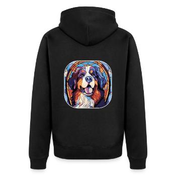 Colorful Bernese Mountain Dog Breed Watercolor Gla - Unisex Premium Organic Zip Hoodie - black - Back - Nico (187cm)