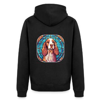 Coloré Bretagne Dog Breed Aquarelle Peinture sur verre - Veste à capuche bio Premium Unisexe - noir - Dos - Nico (187cm)