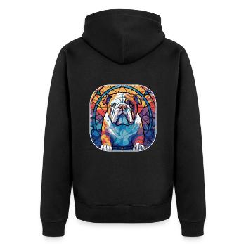 Colorful English Bulldog Dog Breed Watercolor Glas - Unisex Premium Organic Zip Hoodie - black - Back - Nico (187cm)
