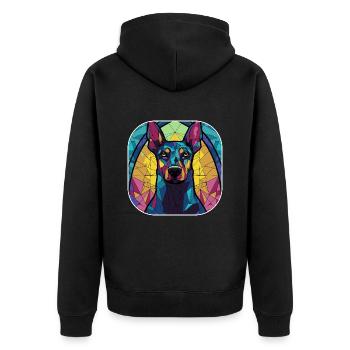 Colorful Doberman Pincher Dog Breed Watercolor Gla - Unisex Premium Organic Zip Hoodie - black - Back - Nico (187cm)