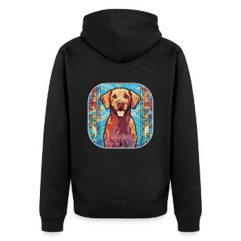 Bunte Chesapeake Bay Retriever Hunderasse Waterc - Unisex Premium Bio Zip Hoodie - Schwarz - Hinten - Nico (187cm)