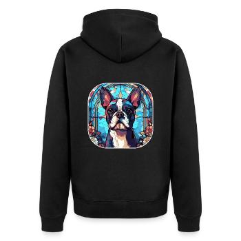 Verre d’aquarelle coloré de race de chien Boston Terrier - Veste à capuche bio Premium Unisexe - noir - Dos - Nico (187cm)