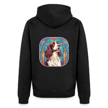 Bunte English Springer Spaniel Hunderasse Waterc - Unisex Premium Bio Zip Hoodie - Schwarz - Hinten - Nico (187cm)