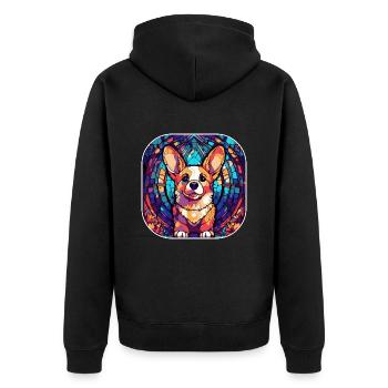 Bunte Corgi-Hunderasse Aquarellglasmalerei - Unisex Premium Bio Zip Hoodie - Schwarz - Hinten - Nico (187cm)