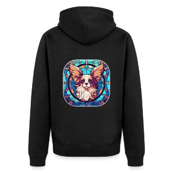 Peinture sur verre colorée Papillon Dog Breed Aquarelle - Veste à capuche bio Premium Unisexe - noir - Dos - Nico (187cm)
