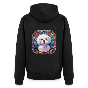 Bunte maltesische Hunderasse Aquarell Glas Painti - Unisex Premium Bio Zip Hoodie - Schwarz - Hinten - Nico (187cm)