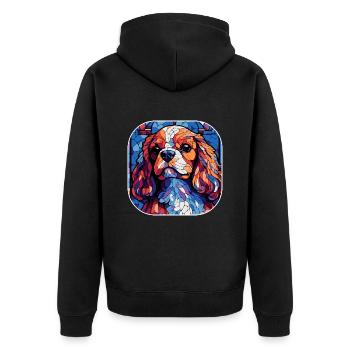 Colorful King Charles Cavalier Dog Watercolor - Unisex Premium Organic Zip Hoodie - black - Back - Nico (187cm)