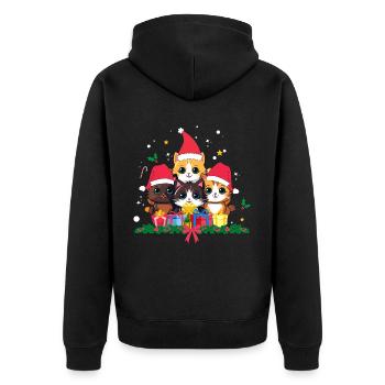 Lustige Weihnachtskatzen - Unisex Premium Bio Zip Hoodie - Schwarz - Hinten - Nico (187cm)