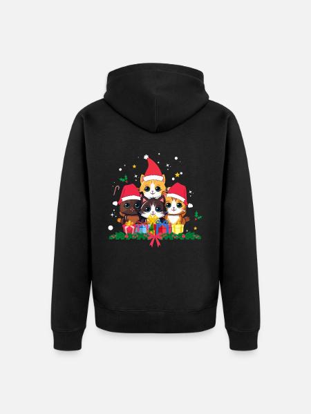 Funny christmas cats - Unisex Premium Organic Zip Hoodie - black