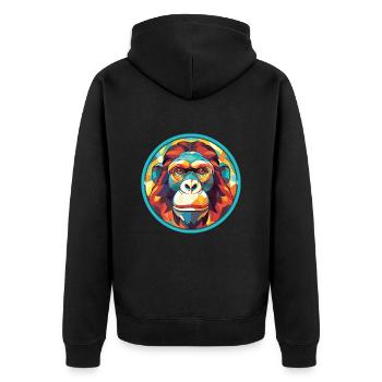Affe Buntes Aquarell Tier Haustier Illustration - Unisex Premium Bio Zip Hoodie - Schwarz - Hinten - Nico (187cm)