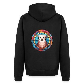 Frettchen Buntes Aquarell Tier Haustier Illustration - Unisex Premium Bio Zip Hoodie - Schwarz - Hinten - Nico (187cm)