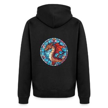 Drache Buntes Aquarell Tier Haustier Illustration - Unisex Premium Bio Zip Hoodie - Schwarz - Hinten - Nico (187cm)