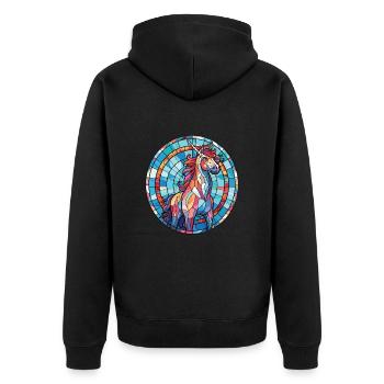 Einhorn-Bunte Aquarell-Tierillustration - Unisex Premium Bio Zip Hoodie - Schwarz - Hinten - Nico (187cm)