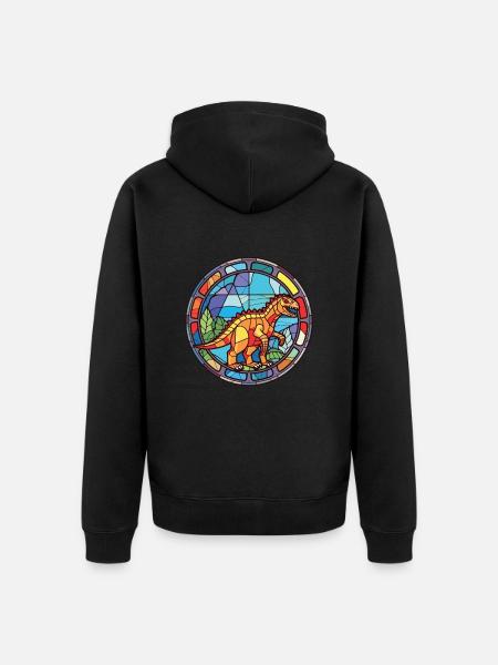 Dinosaurier Bunte Aquarell-Tierillustration - Unisex Premium Bio Zip Hoodie - Schwarz