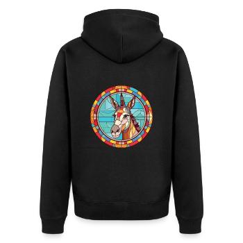 Donkey Colorful Watercolor Animal Pet Illustration - Unisex Premium Organic Zip Hoodie - black - Back - Nico (187cm)