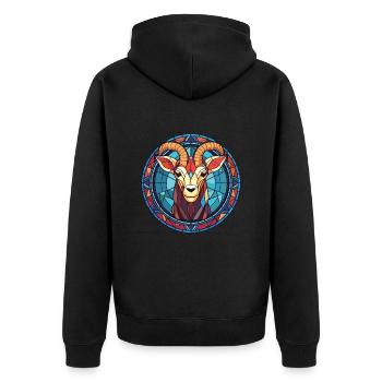 Goat Colorful Watercolor Animal Pet Illustration - Unisex Premium Organic Zip Hoodie - black - Back - Nico (187cm)