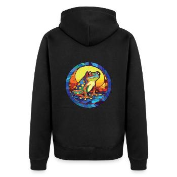 Frosch Buntes Aquarell Tier Haustier Illustration - Unisex Premium Bio Zip Hoodie - Schwarz - Hinten - Nico (187cm)
