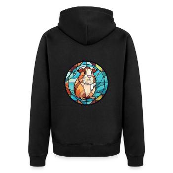 Guinea Pig Colorful Watercolor Animal Illustration - Unisex Premium Organic Zip Hoodie - black - Back - Nico (187cm)