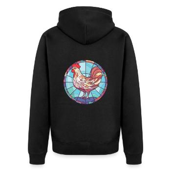 Poule aquarelle colorée Animal Animal Illustration - Veste à capuche bio Premium Unisexe - noir - Dos - Nico (187cm)