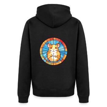 Hamster Bunte Aquarell-Tierillustration - Unisex Premium Bio Zip Hoodie - Schwarz - Hinten - Nico (187cm)