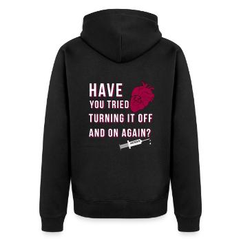 myocardial infarction open heart adenosine - Unisex Premium Organic Zip Hoodie - black - Back - Nico (187cm)