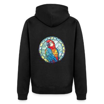 Papagei Buntes Aquarell Tier Haustier Illustration - Unisex Premium Bio Zip Hoodie - Schwarz - Hinten - Nico (187cm)