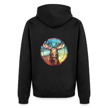 Moose Colorful Watercolor Animal Pet Illustration - Unisex Premium Organic Zip Hoodie - black - Back - Nico (187cm)