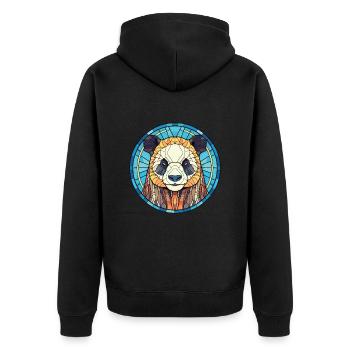 Panda Colorful Watercolor Animal Pet Illustration - Unisex Premium Organic Zip Hoodie - black - Back - Nico (187cm)