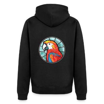 Papagei Buntes Aquarell Tier Haustier Illustration - Unisex Premium Bio Zip Hoodie - Schwarz - Hinten - Nico (187cm)